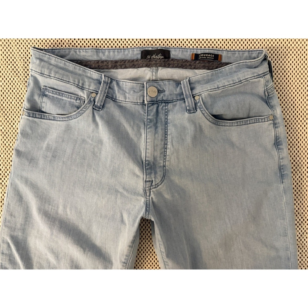 34 Heritage Jeans Mens 34 Blue Courage Straight Leg Stretch Hemmed 28" Inseam
